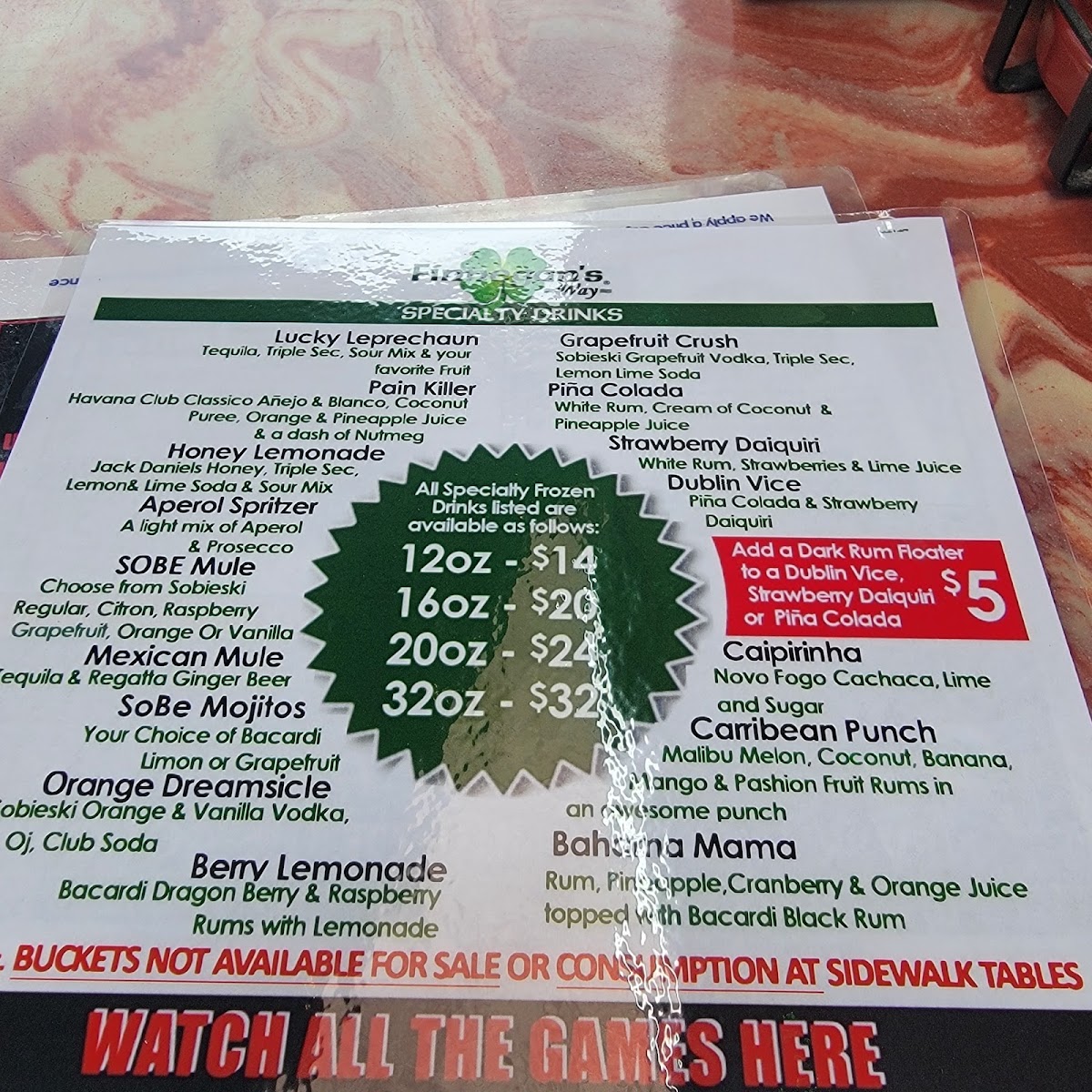 Finnegan's Way Menu - Image 2